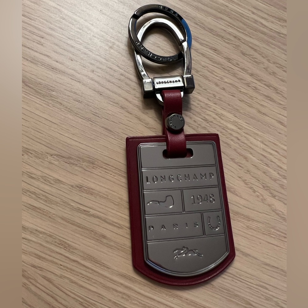 Vintage Longchamp Paris Leather and Metal Keychain
